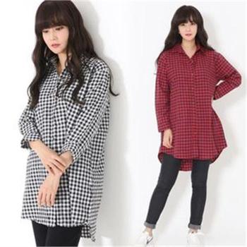 오노마 ONM 여자 미즈릴 체크 박스 롱 남방 S8187342