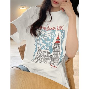 [공구우먼] [제작] 런더너 루즈핏 반팔 티셔츠 87253 빅사이즈 여성의류