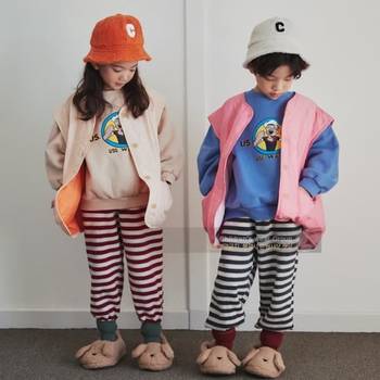 여아 남아 아동 겨울 톤 배색 패딩 조끼 자켓 오마스