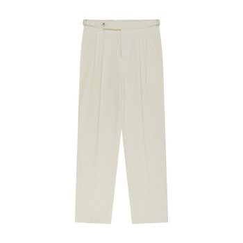Essential Cotton Twill Adjust 2-Pleated Relaxed Chino (Ecru)