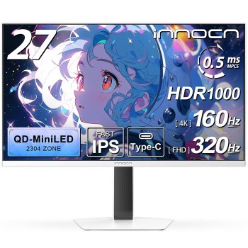 [해외] 이노컨 QD-MiniLED 4K 모니터 27인치 게이밍 화이트 GA27V1M 160Hz 320Hz, HDR100