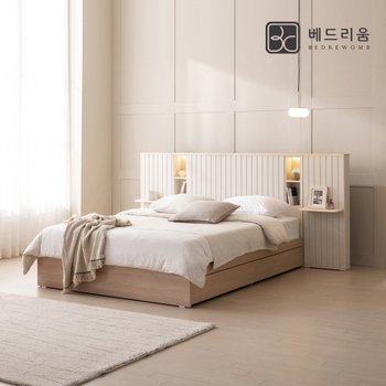 금성침대 베드리움 브리드 LED 원목침대Q 프레임+사이드패널 1EA