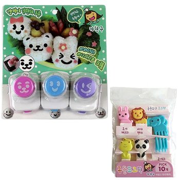 깜찍이 김펀치 3종세트 + 동물 포크픽 5종 x 2p 세트