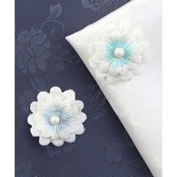 패션스타트 꽃진주 입체 한복 자수장식_민트&스카이 (76164)