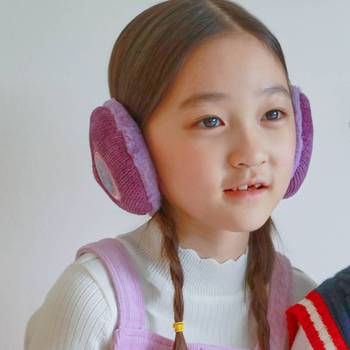 벨벳 접이식 귀마개 겨울 귀도리 방한 털귀마개 퍼귀마개 여성 귀여운 겨울왕국2 퍼플 FR0228