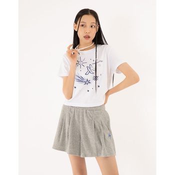 여성 라이트그레이 테리 플레어 쇼츠 반바지 CQPA3E560G1_P380116682