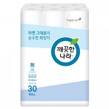 깨끗한나라 화장지 30롤 두루마리휴지 롤휴지 화장실 비데 물에녹는 물에잘녹는 로얄화이트(WFPI