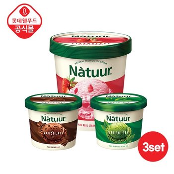 [롯데 나뚜루] 파인트 1개+컵 2개 세트 (스트로베리 파인트/녹차 컵/초코 컵)