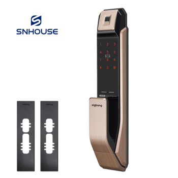 SHP-P71+고급보강판 지문인식 현관문  손잡이형 푸시풀 도어락 아파트 교체 설치