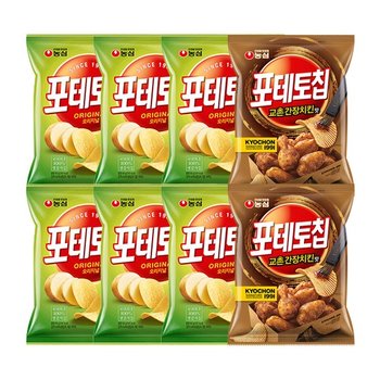 포테토칩 오리지널 60g 6봉 + 교촌간장치킨맛 55g 2봉