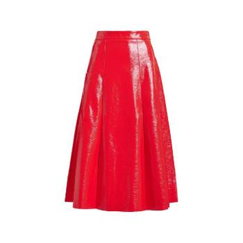 25 FW 에센셜 앤드워프 A라인 레더 미디 스커트 JIB TP449621006