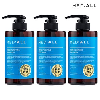 메디올 쿨링청정 약산성 체취제거 퓨리파잉 바디워시 480ml 3개