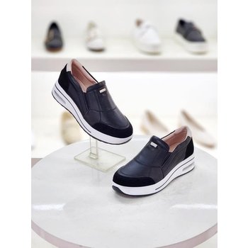 세이브존03  여성 소가죽 경량 심플 스티치 에어쿠션굽 슬립온 4cm AQKR P340A-S (44684428)