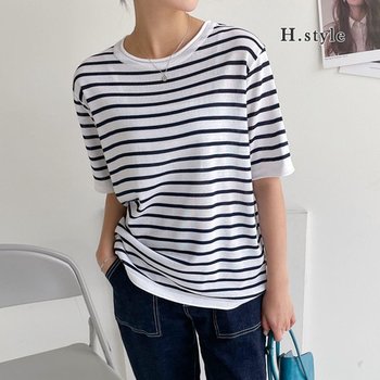 H스타일CNC마스트라이프R티/여름/반팔/니트/티셔츠/가디건/베스트/라운드/브이넥/조끼