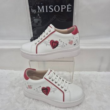 By 여성 하트 디테일 키높이 스니커즈 112HH430GH004 WHITE 1_JJ