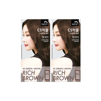꽃을든남자 CS먹물 프리미엄 헤어 칼라크림 새치커버용 염색약  N5 진한갈색 x 2개