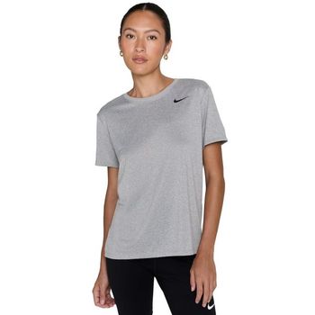 [해외] 나이키 우먼 Dri-FIT 릴렉스드 숏 슬리브 티셔츠 - Tumbled 그레이 Flat 실버 Heather블랙 76896
