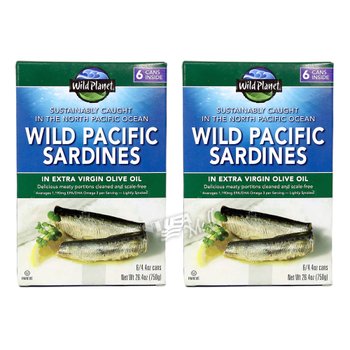 [해외] [1+1]와일드 플래닛 엑스트라버진 올리브오일 정어리 통조림 6개입 1박스 WILD PLANET WILD PACI