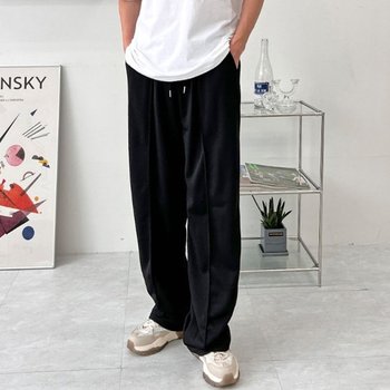 남자 봄가을 검정 카페 종업원 알바생 와이드 바지 (WFE0BC2)