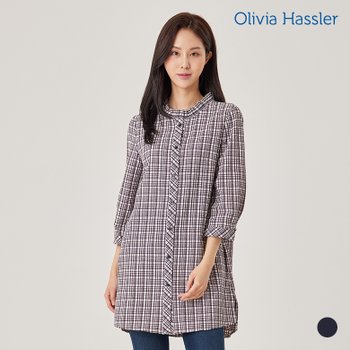 올리비아하슬러 체크시어서커롱블라우스_OHAFJK204