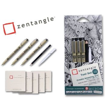 젠탱글 KP42LZ96 아트 패턴 도안 찰필 세트 마이크론 펜 드로잉 세트 A세트