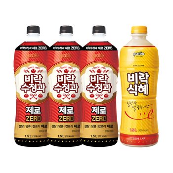 팔도 비락 수정과 제로 1.5L x3 + 비락 식혜 1.5L x1