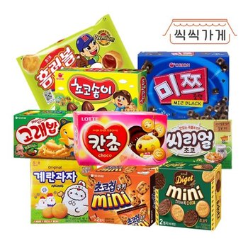 [오리온][오늘출발] 어른도 아이도 좋아하는 간식9종 / 고래밥 초코송이 계란과자 미쯔 홈런볼 칸쵸 씨리얼 초코칩 다이제미니