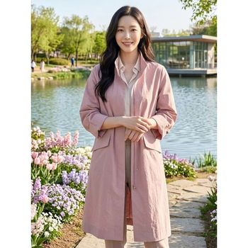 핑크 하이넥 올디너리 롱코트 OHBMCT901_P383981281