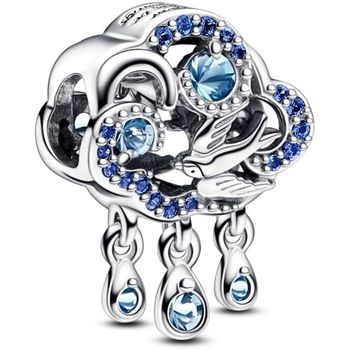 판도라 참 볼케 슈발베 모멘트 컬렉션 792569C01 스털링 실버 큐빅 지르코니아 블루 스톤 350945