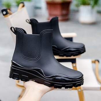 유광 UW245366 여성 2컬러 앵클 레인부츠 미들굽 장화 레인35