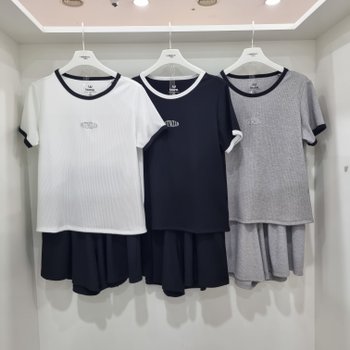 사방 스판 웨일 반팔 티 반바지 세트14570-131-421-32