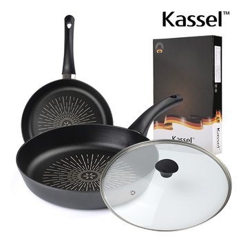 [Kassel] 카셀 쿡라이트 플러스(Cook Right Plus) 인덕션 (IH) 프라이팬 28cm + 유리뚜껑 28cm