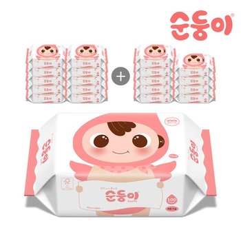 물티슈 베이직 무향 리필형 100매 20팩/S-nBpR