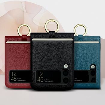 갤럭시Z플립4 F721 다비오 천연가죽 가죽 카드 케이스