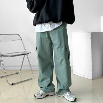 지킨 젠틀맨 심플 Y2K 카고 오버핏트라우저 (WFK1ZFD)