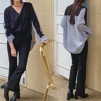 위쉬몰 BS 셔츠배색다비브이가디건(O661H502) 빅사이즈