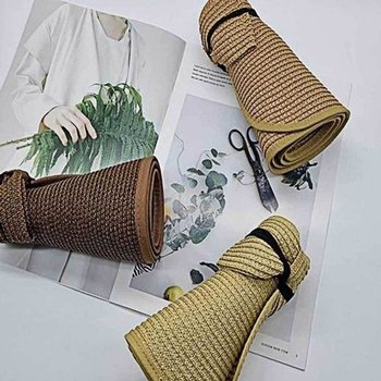 썬캡 여성모자 진베이지 선캡모자 리본 돌돌이-WF41627