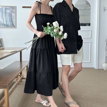 피서룩 제주도 해외 여행 휴가 검정색 커플룩 여름 원피스