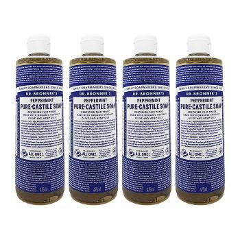 닥터브로너스 페퍼민트 퓨어 캐스틸 솝 민트향(지성) 475ml 올인원 바디워시 4개 (S49524167)