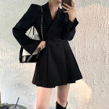 여성 겨울 테베즈 더블버튼 자켓 미니원피스
