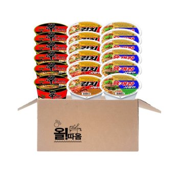 [팔도]농심 육개장사발면 6입+김치사발면 6입+신라면 블랙 사발면 6입