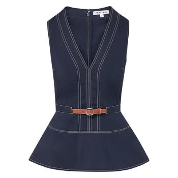 25 FW Veronica Beard 벨트 V넥 탑 2507LSCP41287 TP442445596