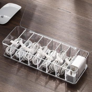 케이블 OMQU1659 USB 선정리 정리함 보관함 수납함 아크릴 투명 이어폰 충전선 가정 사무실 다용