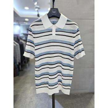 바쏘옴므 세이브존03 바쏘옴므 남자 블루 카라 반팔 니트 WSAQA2WT1-A2 (S46612840)