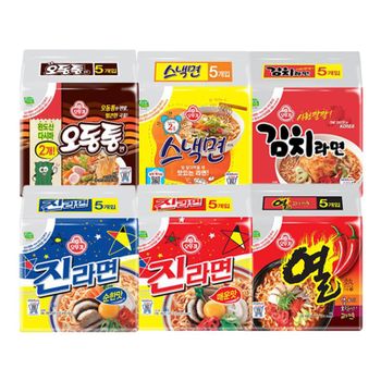 오뚜기 진라면 순한맛5입+매운맛5입+열라면5입+오동통면4입+스낵5입+김치라면4입..[35688790]