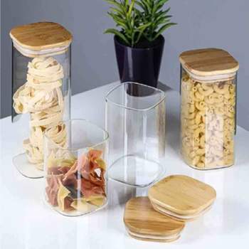 우드 유리 용기 계량눈금 밀폐 덮개 내열 550ml