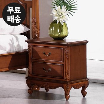 몬테 엔틱 마호가니 원목 침대옆 협탁 2단 서랍장 선반 소형 수납장 사이드 우드