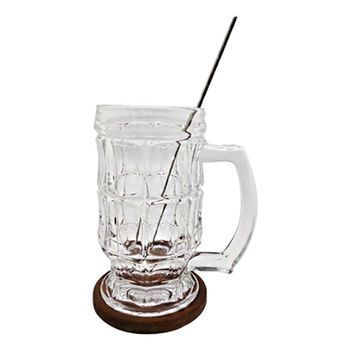 MZ세대하이볼컵 400ml 원목받침컵세트 티스푼 원목디자인 MZ세대 티스푼
