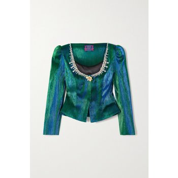 [해외] 미스 소희 The Vanguard Crystal-embellished Lamé Jacket 그린 38063312418672831