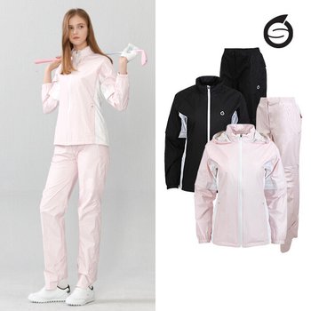 선덜랜드 여성 배색블럭 골프 레인웨어/비옷 상/하의세트-16252RW29